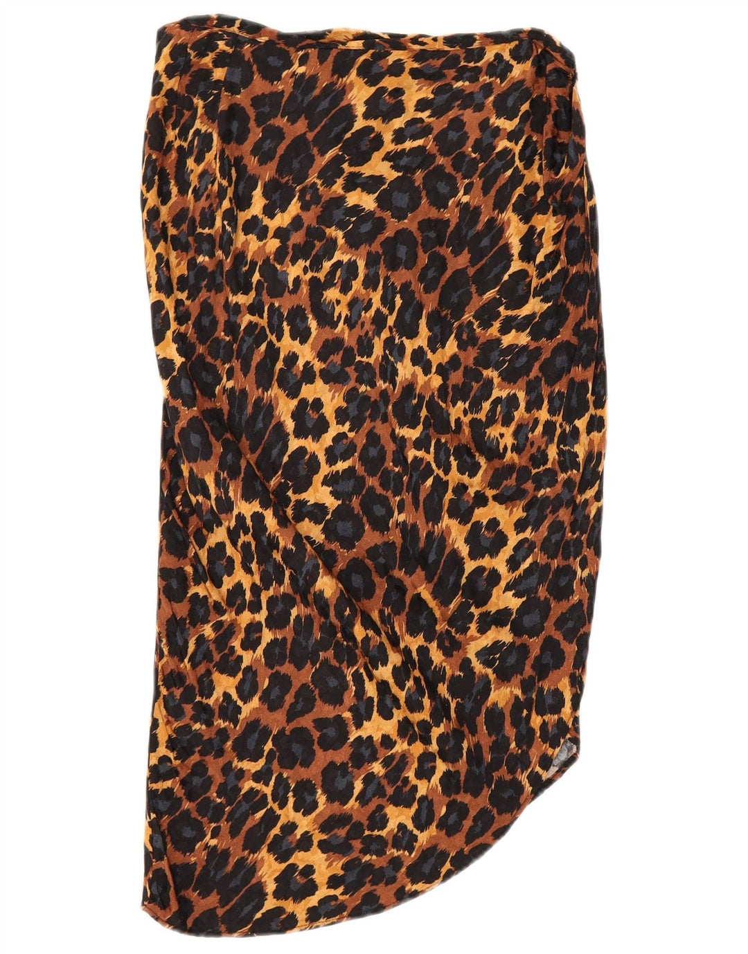 Zara Damen Asymmetrischer Rock Medium W28 Braune Viskose mit Animal-Print