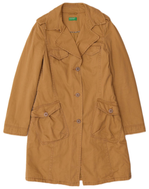 Benetton Damen Trenchcoat UK 8 Small Beige Baumwolle