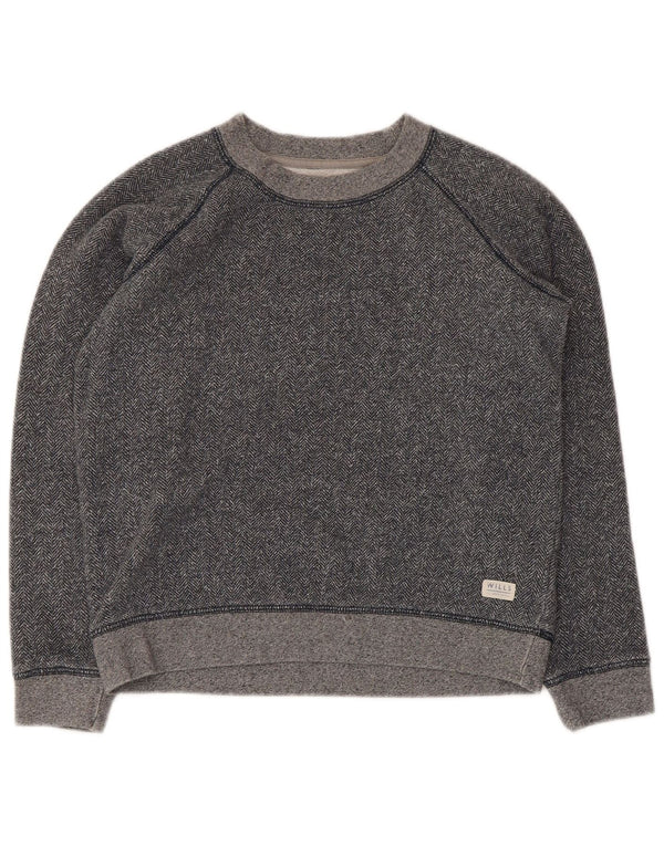 Jack Wills Crop-Sweatshirt für Damen, Gr. 10, Größe S, grau, Fischgrätenmuster