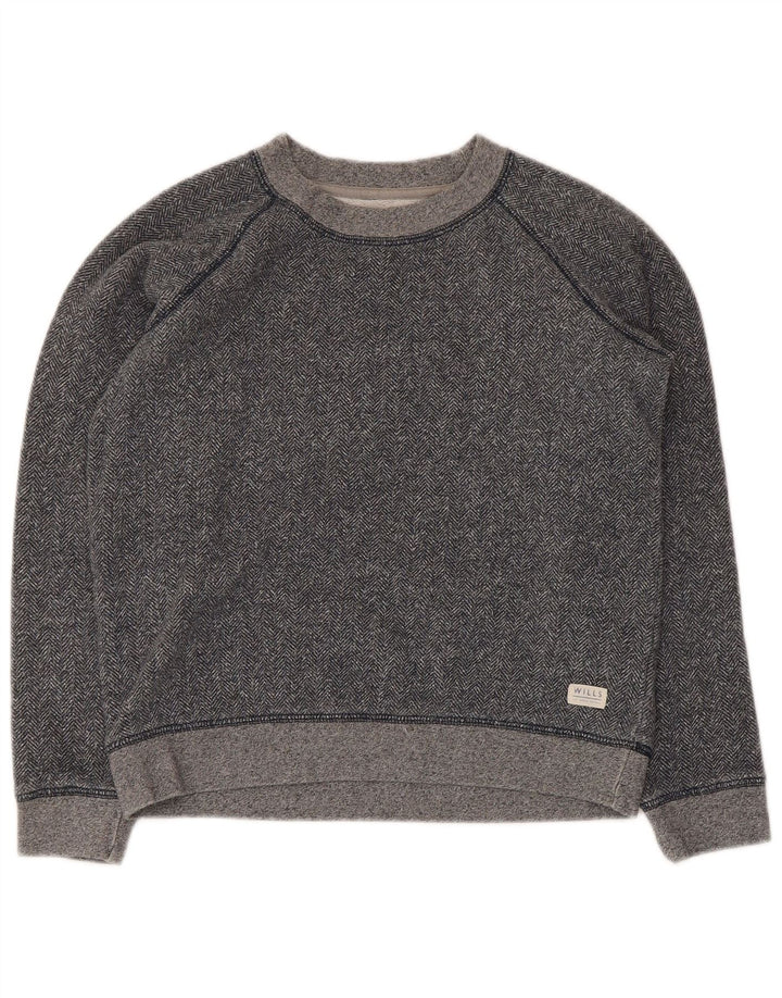 Jack Wills Crop-Sweatshirt für Damen, Gr. 10, Größe S, grau, Fischgrätenmuster