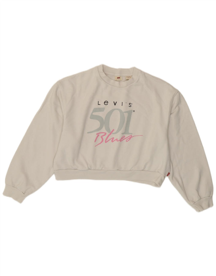 Levi's Damen Crop Graphic Übergroßer Sweatshirt-Pullover, Gr. 10, Größe S, Weiß