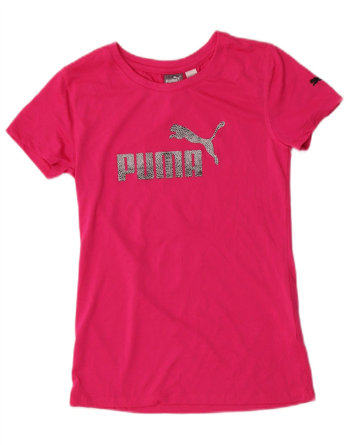 PUMA Mädchen Grafik T-Shirt Top 12–13 Jahre groß rosa Polyester