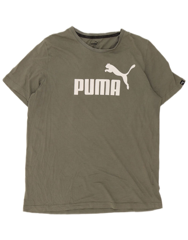 Puma Herren Grafik-T-Shirt-Oberteil, groß, grüne Baumwolle