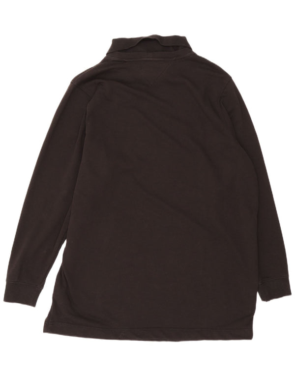 Tommy Hilfiger Herren Langarm-Poloshirt XL, schwarze Baumwolle