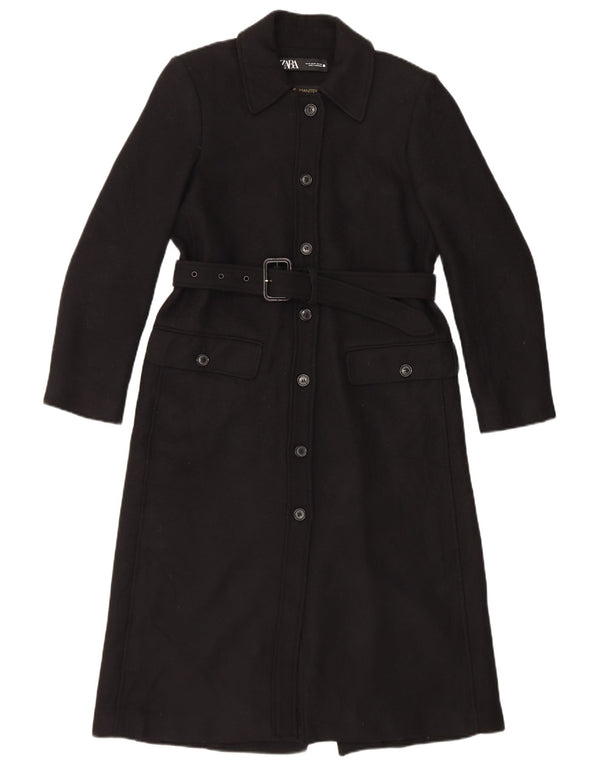 Zara Damen Mantel UK 14 Mittelschwarze Wolle