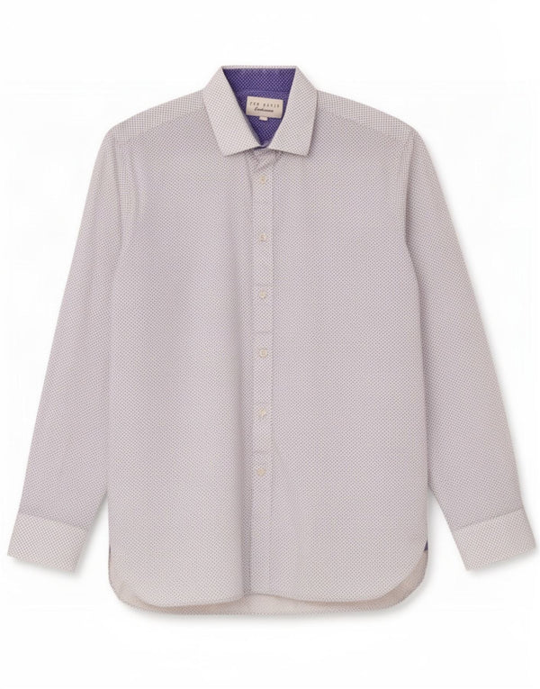 Ted Baker Herrenhemd Größe 15,5 Mittelweiße geometrische Baumwolle