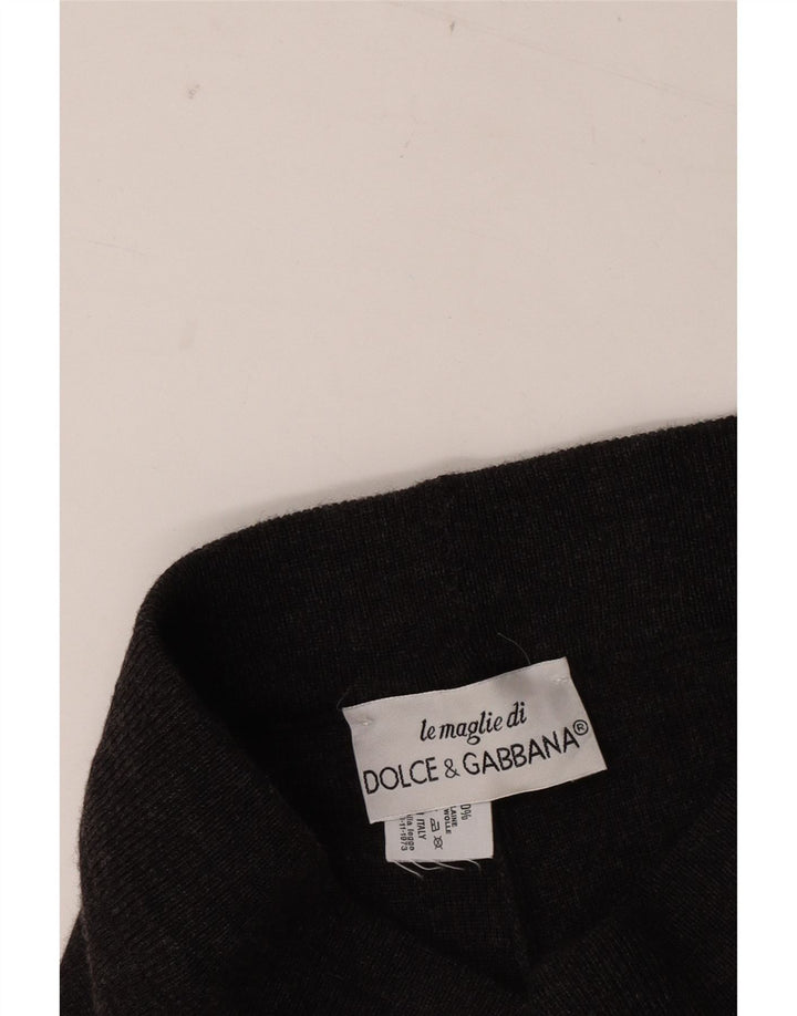 Dolce & Gabbana Damen Leggings IT 42 Mittelgraue Wolle