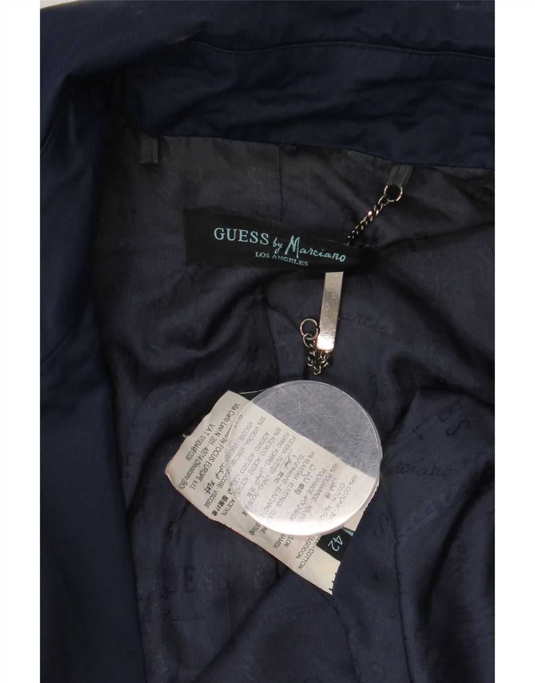 Guess By Marciano Damen Trenchcoat IT 42 Medium Navy Blue Cotton
