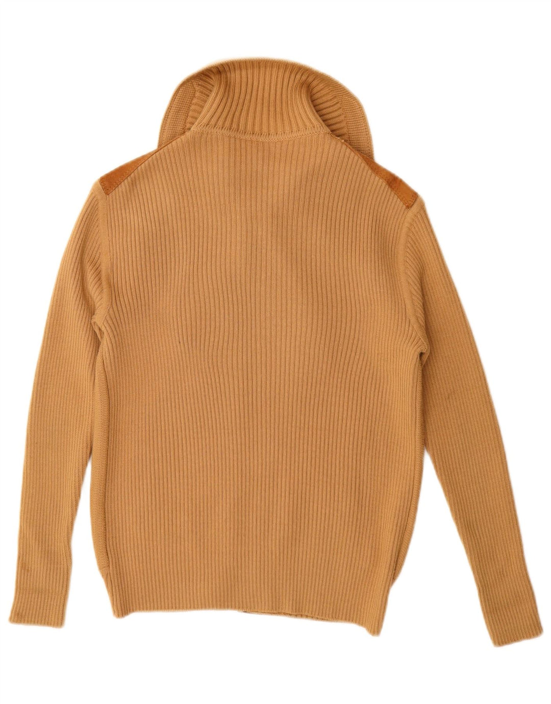 VINTAGE Damen-Strickjacke aus Wildleder, UK 12, Mittelbeige, Farbblock