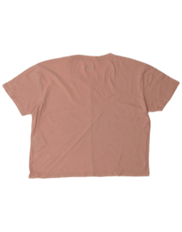 Hollister Damen Crop Graphic T-Shirt Top UK 10 Small Rosa Farbblock
