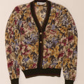 DOMINA Womens V-Neck Jumper Sweater UK 14 Medium Multicoloured Floral Vintage Domina and Second-Hand Domina from Messina Hembry 