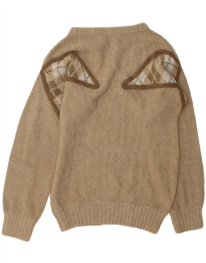 Vintage Herren-Pullover mit U-Boot-Ausschnitt, mittelgrün, geometrisch