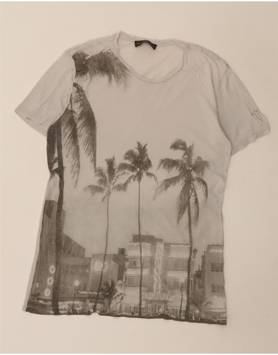 TRUSSARDI Herren-T-Shirt mit Grafik, Größe S, Grau, Baumwolle