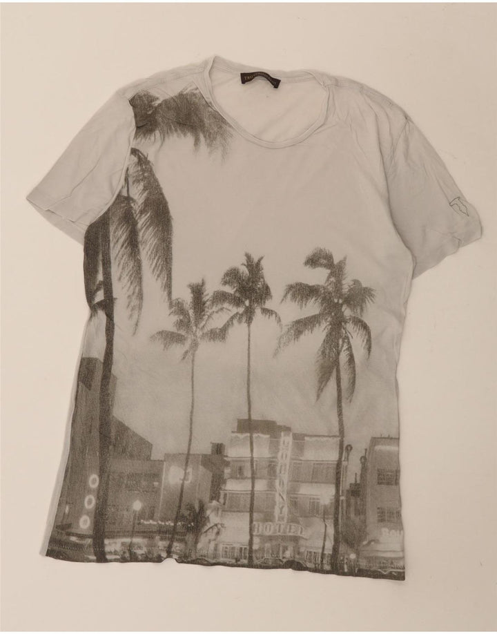 TRUSSARDI Herren-T-Shirt mit Grafik, Größe S, Grau, Baumwolle