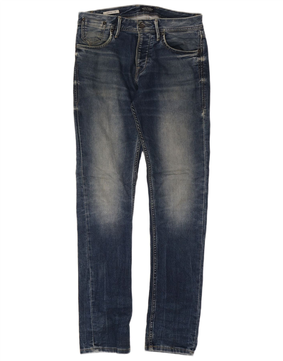 JACK & JONES Herren Tim Slim Jeans W30 L34 Blaue Baumwolle