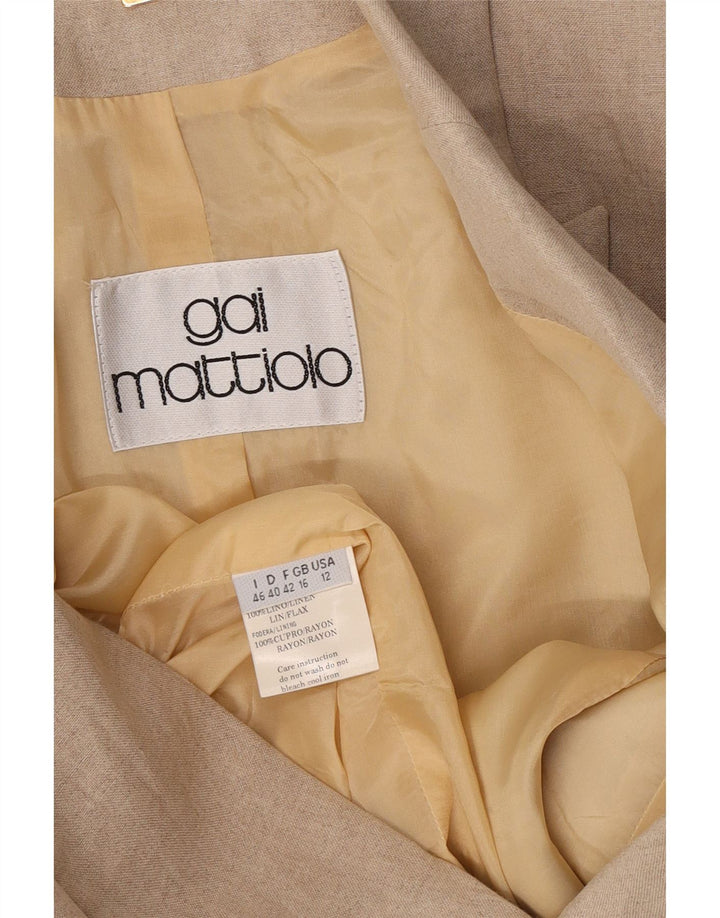 Gai Mattiolo Damen 1-Knopf-Blazerjacke UK 16 Large Beige Leinen