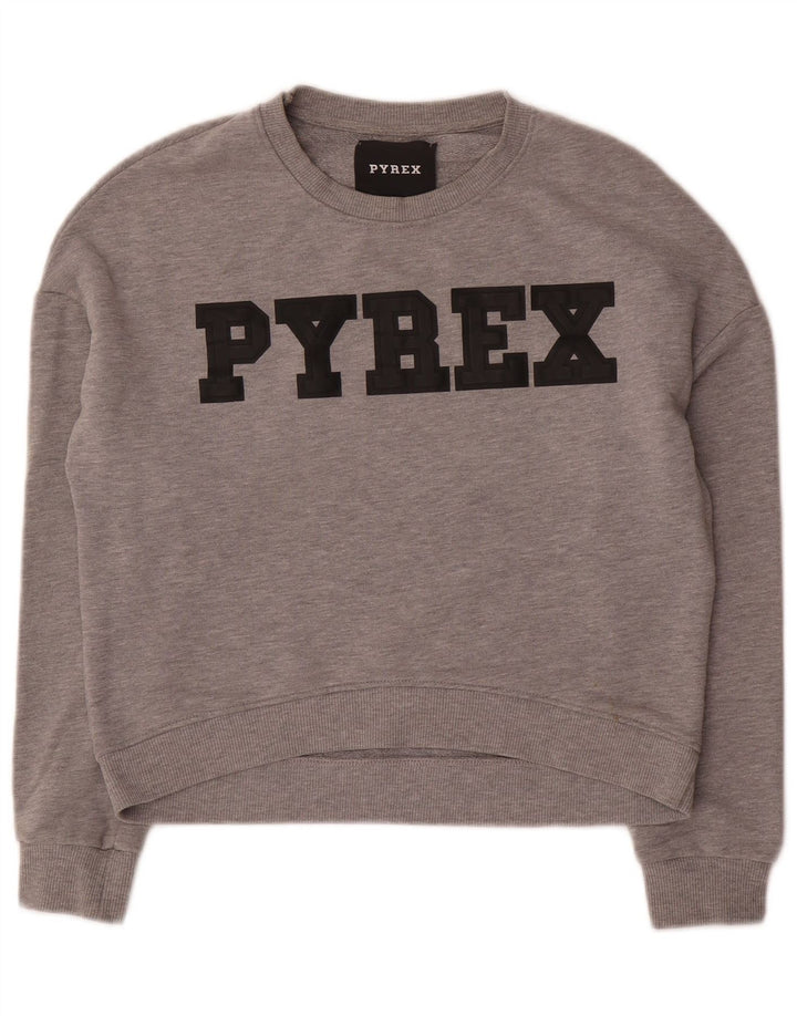 Pyrex Damen-Sweatshirt, übergroß, Crop Graphic, Gr. 10, Größe S, Grau