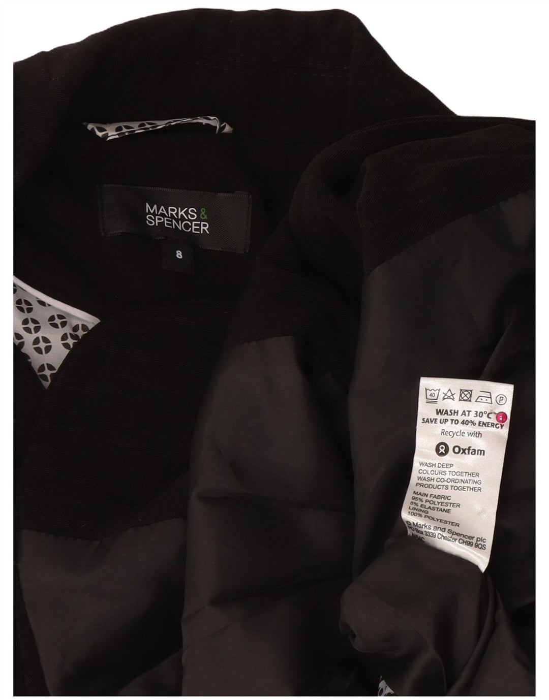Marks & Spencer Damen-Blazer mit 2 Knöpfen, Gr. 8, Schwarz, Polyester