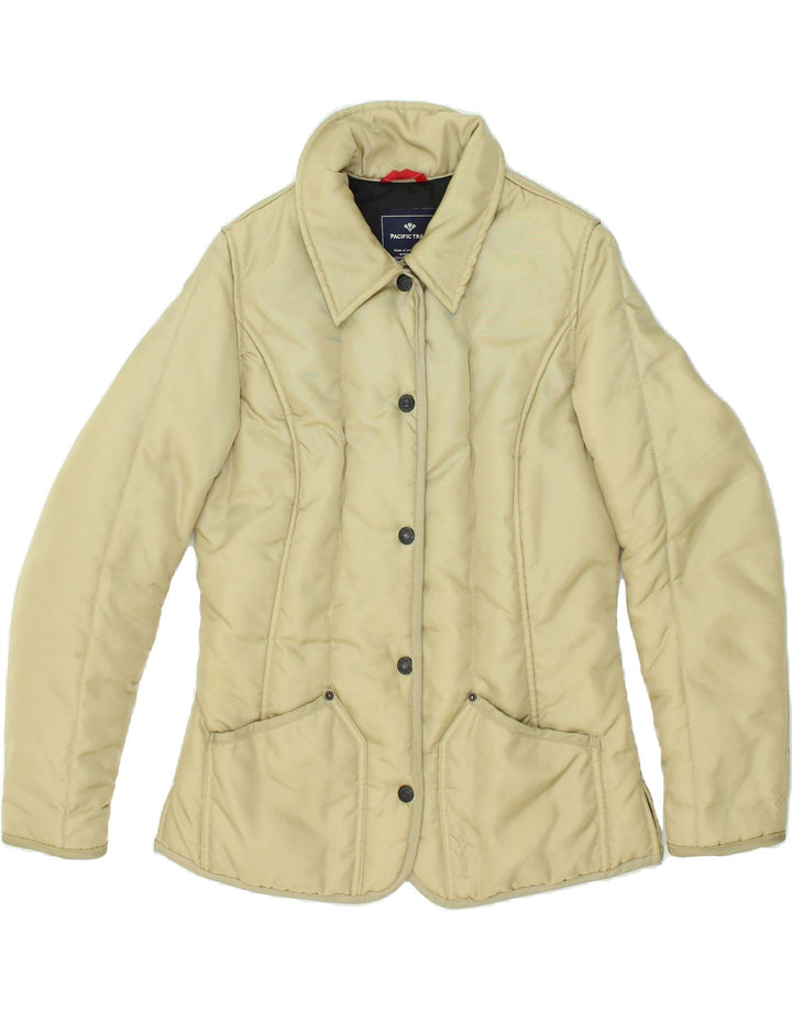 VINTAGE Womens Padded Jacket UK 14 Large Beige Nylon | Vintage Vintage | Thrift | Second-Hand Vintage | Used Clothing | Messina Hembry 