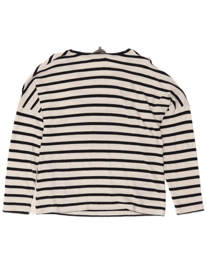 LAURA ASHLEY Damen Blusenoberteil UK 16 Große weiß gestreifte Baumwolle