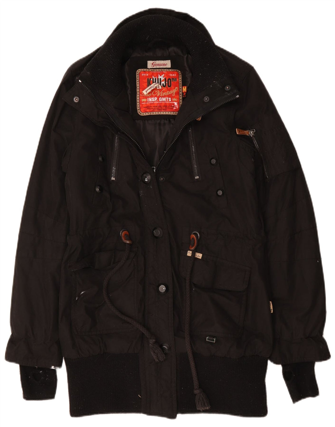 KHUJO Damen Parka Jacke UK 14 Medium Schwarz Polyester