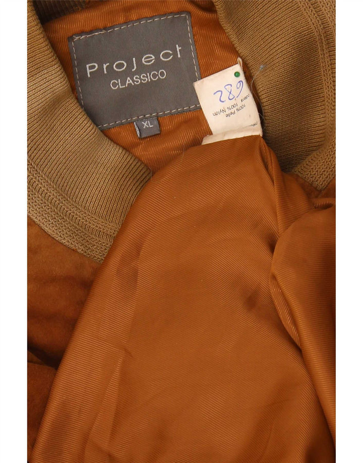 Project Classico Herren Wildleder Bomberjacke UK 42 XL Braunes Leder