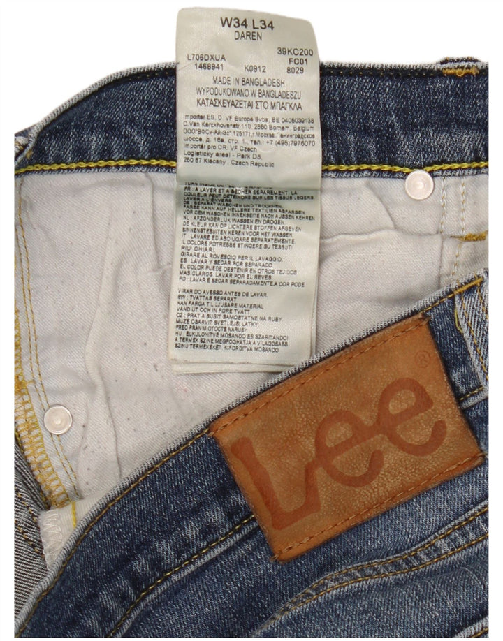 Lee Damen Daren Straight Jeans W34 L30 Blaue Baumwolle