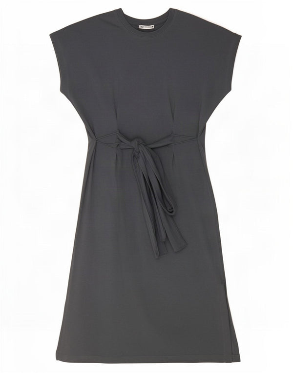 Zara Damen Übergroßes T-Shirt-Kleid UK 10 Small Graue Baumwolle