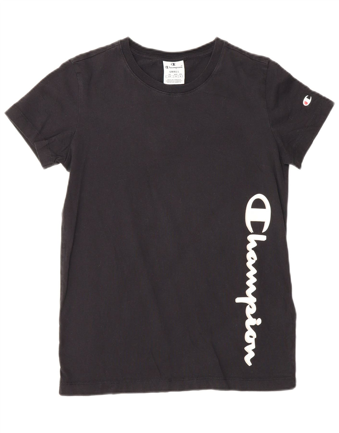 Champion Damen Grafik-T-Shirt-Oberteil UK 10 Small Schwarz