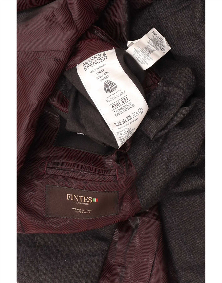 Marks & Spencer Herren-Blazer mit 2 Knöpfen, UK 40, mittelgraue Wolle