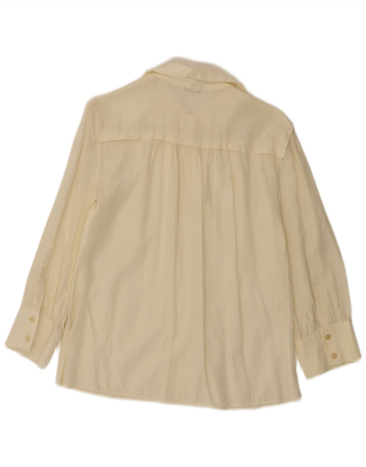 Benetton Damen-Hemdbluse, Gr. 44, groß, gebrochenes Weiß