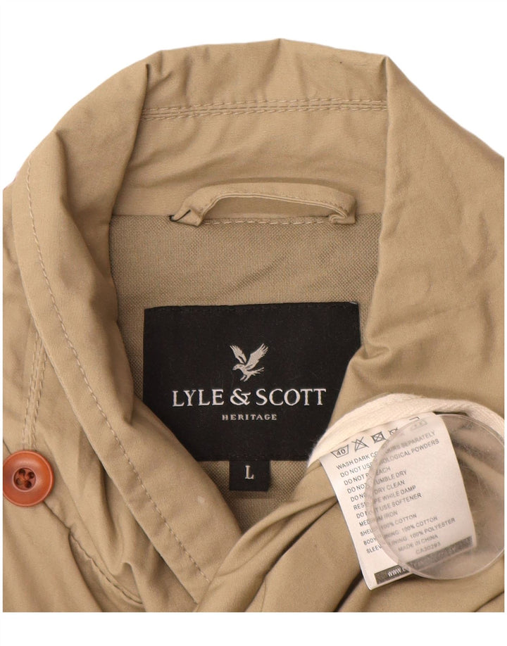 LYLE & SCOTT Herren-Utility-Jacke UK 40 Large Beige Baumwolle