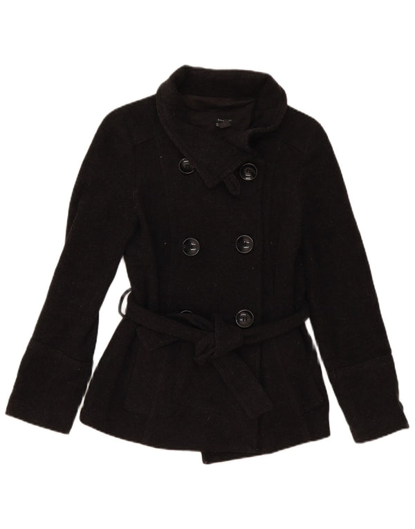 Zara Damen Pea Coat UK 10 Kleine graue Wolle