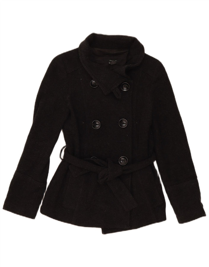 Zara Damen Pea Coat UK 10 Kleine graue Wolle