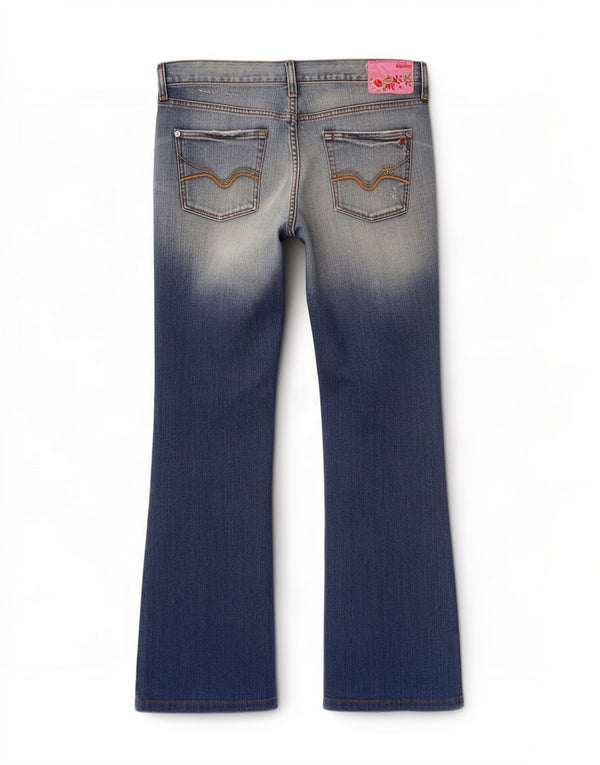 Replay Damen Bootcut Jeans W32 L30 Blaue Baumwolle