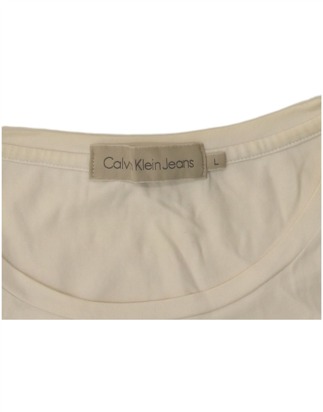 CALVIN KLEIN JEANS Damen Grafik T-Shirt Top UK 14 Large Weiß