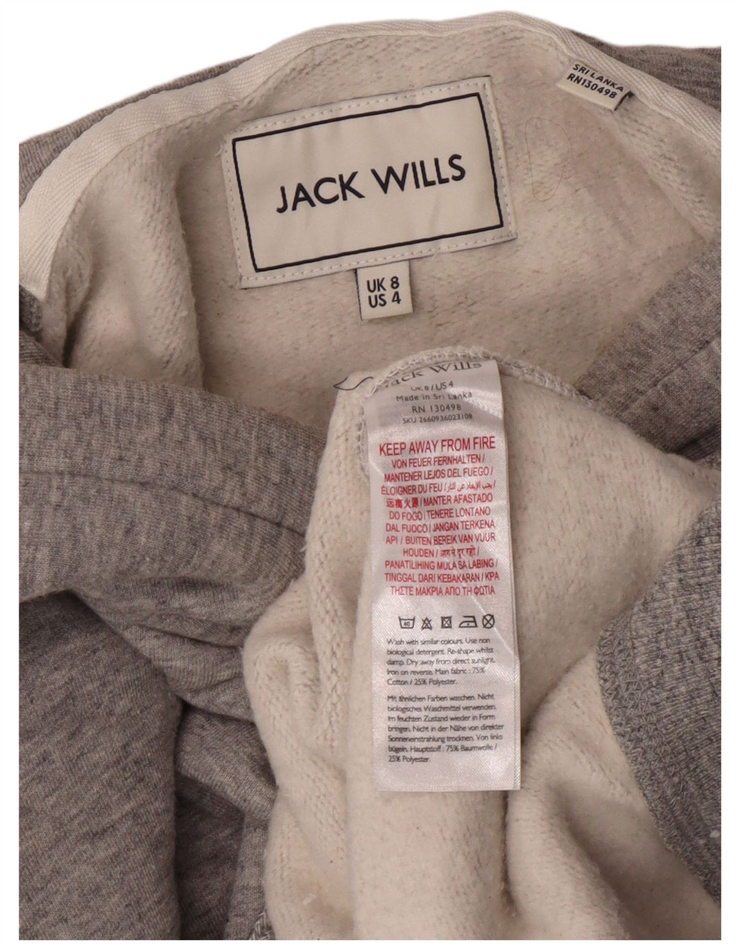 Jack Wills Damen-Kapuzenpullover, Größe S, Grau, Baumwolle