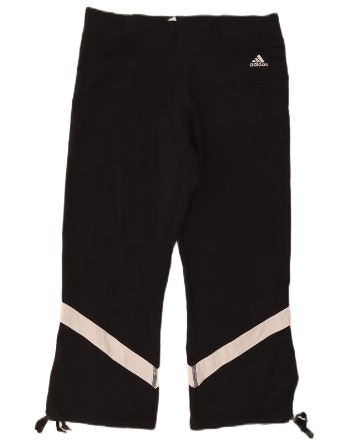Adidas Damen Capri-Leggings UK 14 Large Schwarz Colourblock Polyester