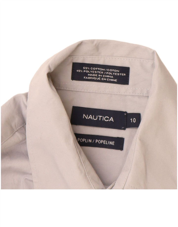Nautica Popeline-Hemd für Jungen, 9–10 Jahre, graue Baumwolle