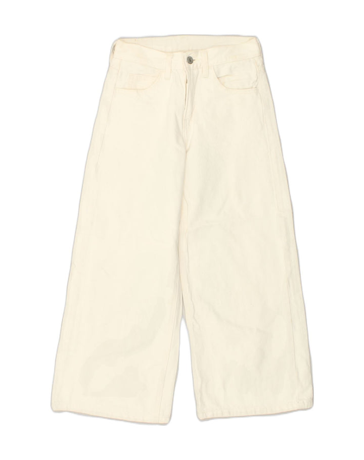LEVI'S Womens Crop Flare Casual Trousers W24 L23  White Cotton | Vintage Levi's | Thrift | Second-Hand Levi's | Used Clothing | Messina Hembry 