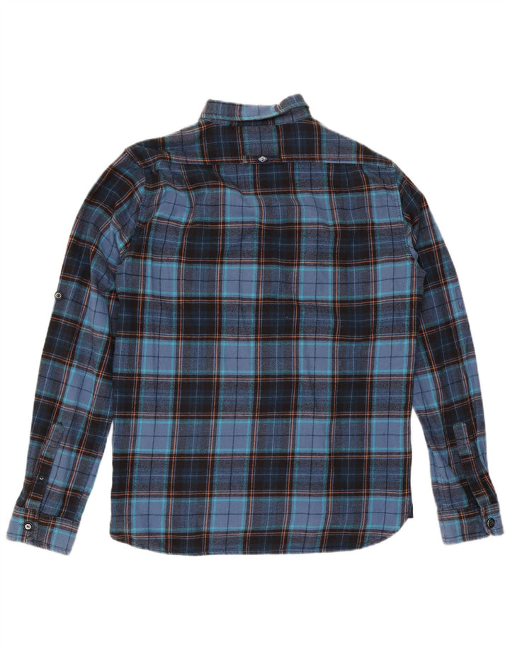 Superdry Herren-Flanellhemd XL, marineblau, kariert, Baumwolle