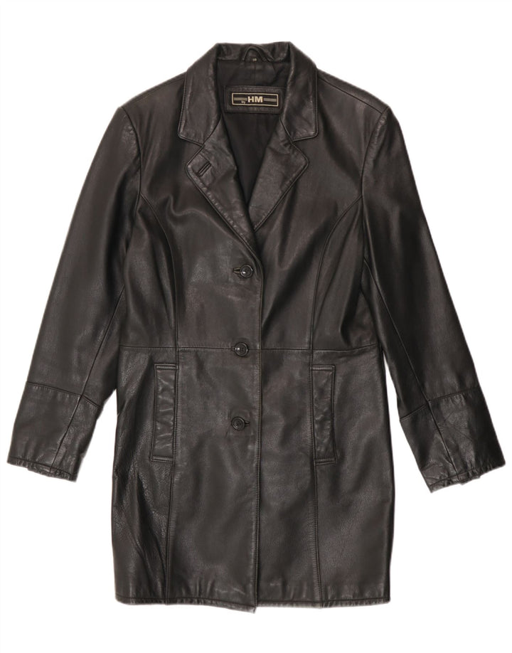 Vintage Damen Ledermantel EU 38 Medium Schwarz