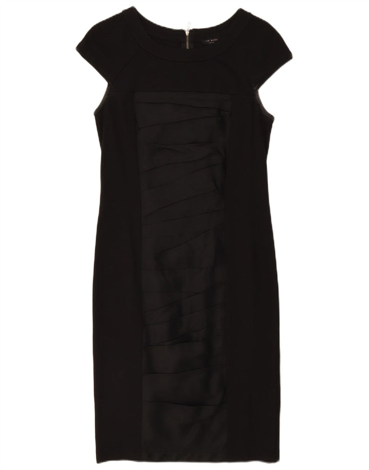 Ted Baker Damen-Etuikleid, Größe 2, klein, schwarze Viskose