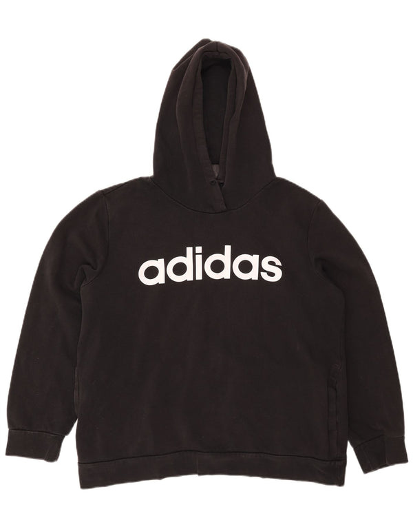 Adidas Damen Graphic Oversized Hoodie Pullover UK 20/22 XL Schwarz Baumwolle
