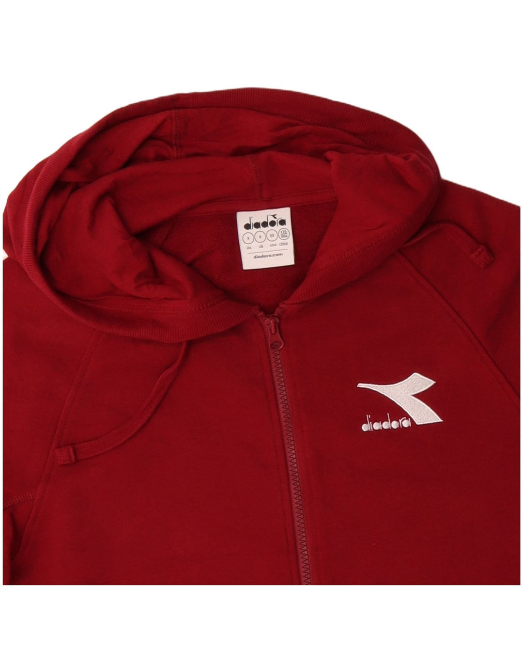 DIADORA Herren-Kapuzenpullover mit Reißverschluss, klein, rote Baumwolle