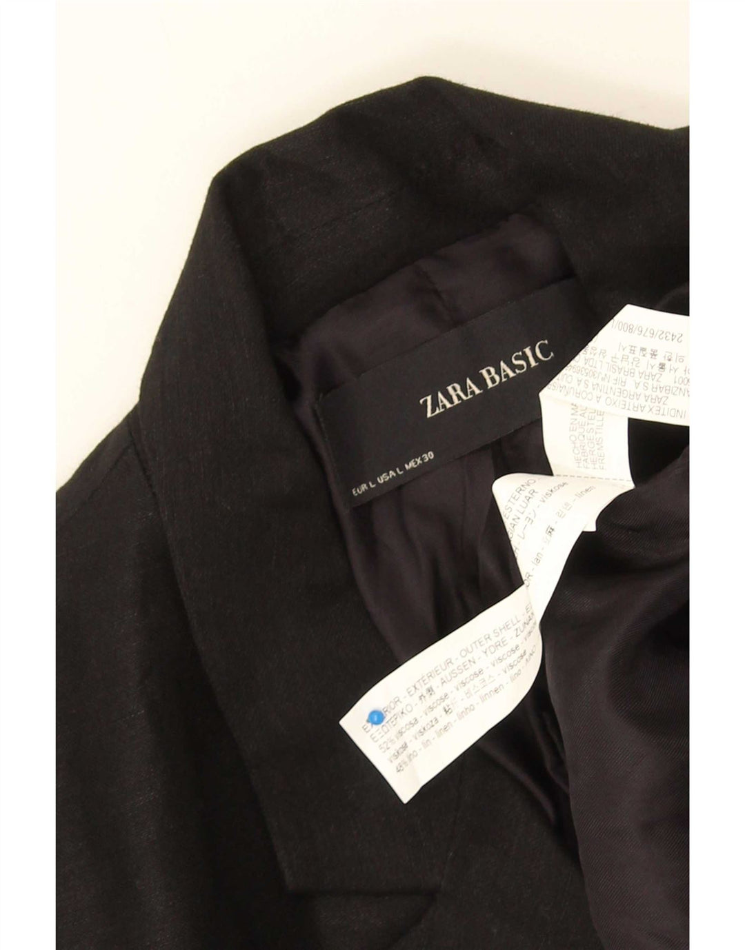 Zara Damen Wickelblazer Jacke UK 16 Große schwarze Viskose