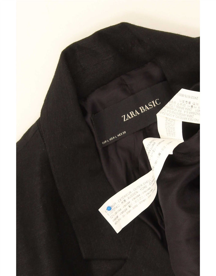 Zara Damen Wickelblazer Jacke UK 16 Große schwarze Viskose