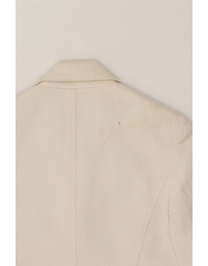 LUISA SPAGNOLI Womens 3 Button Blazer Jacket IT 40 Small Off White Cotton Vintage Luisa Spagnoli and Second-Hand Luisa Spagnoli from Messina Hembry 