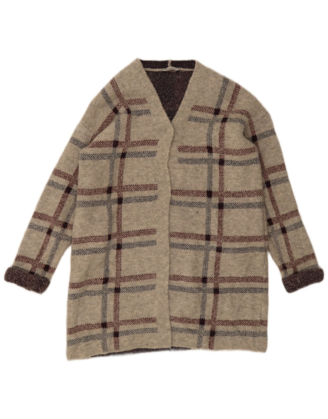 Marks & Spencer Damen Longline-Cardigan-Pullover UK 16 Large Grau kariert