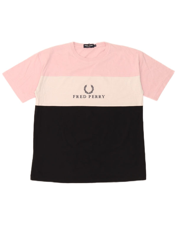 Fred Perry Mädchen-T-Shirt mit Grafik, 15–16 Jahre, mehrfarbig, Farbblock